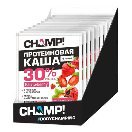 Каша протеиновая Champ льняная клубничная с коэнзимом Q10 шоубокс 10 шт по 40 г в Ариант