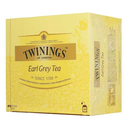 Чай черный Twinings эрл грэй байховый с ароматом бергамота пакетированный 50 пакетиков в Ариант