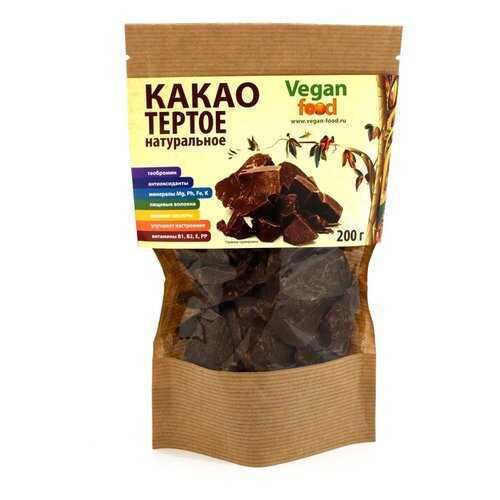 Какао-тертое натуральное Vegan Food 200 г в Ариант