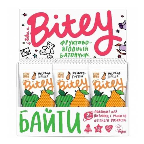 Батончик Фруктово-ягодный Bitey Яблоко-Груша 30 штук 25гр в Ариант