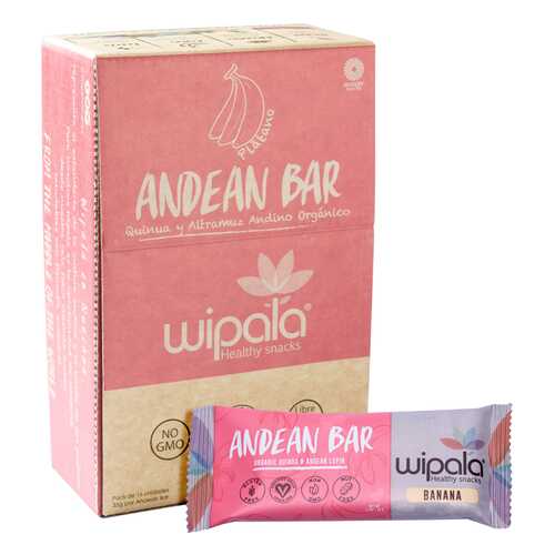 Злаково-фруктовые батончики Wipala Snacks банан-киноа 16 шт по 35 г в Ариант