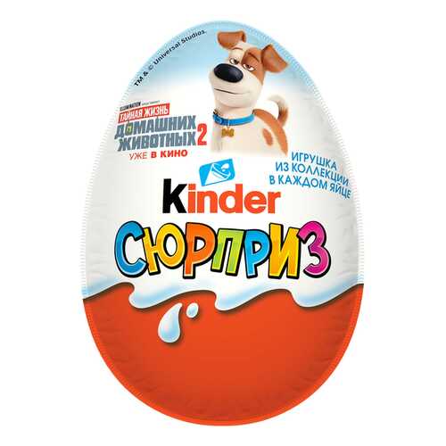 Яйцо Kinder Сюрприз из молочного шоколада с игрушкой Тайная жизнь домашних животных-2 20 г в Ариант