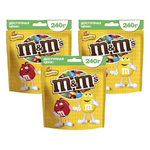 M&M`s конфеты Арахис 240 гр 3 упаковки в Ариант