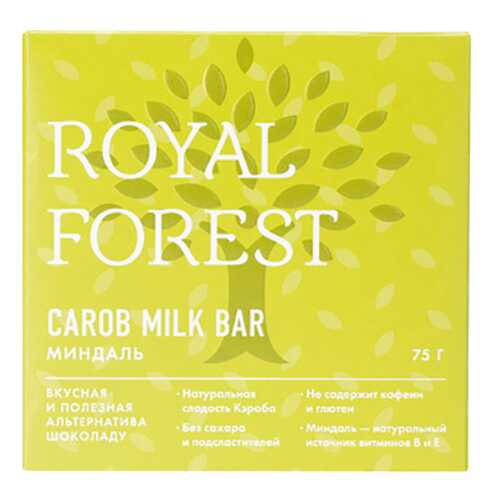 Шоколад Миндаль Carob milk bar Royal Forest 75 г в Ариант