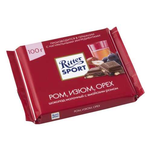 Шоколад молочный Ritter Sport ром изюм орех 100 г в Ариант