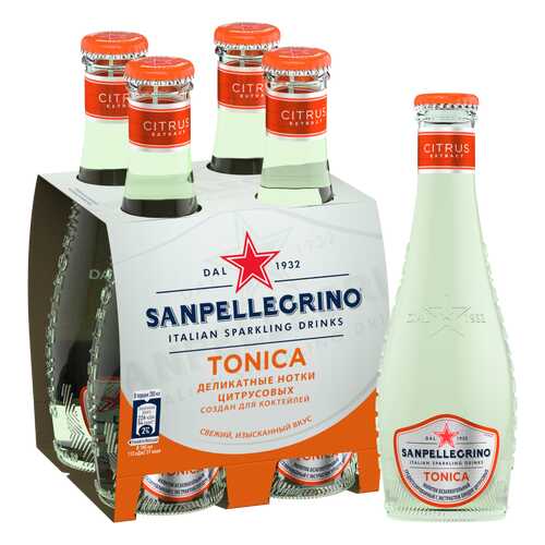 Напиток безалкогольный газированный S.Pellegrino Tonica Citrus, 4 шт по 0,20л в Ариант